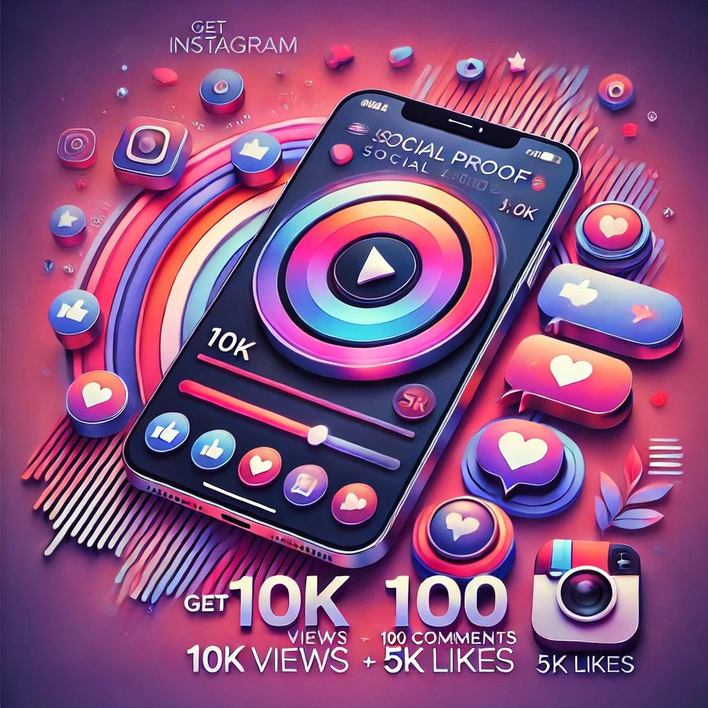 Get Instagram Reel Social Proof - 10K Views + 100 Comments + 5K Likes - Top Cogent